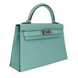 Hermès Kelly II Sellier Mini Verso Aqua/Cobalt Chèvre Leather Palladium Hardware