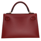 Hermès Kelly II Sellier Mini Rouge H Box Calf Leather Gold Hardware
