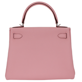 Hermès 28cm Kelly Retourne Rose Sakura Clemence Leather Palladium Hardware