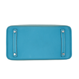 Hermès 30cm Birkin Ghillies Bleu Jean Swift/Suede/Togo Leather Palladium Hardware