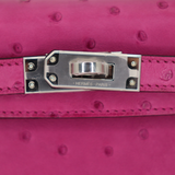 Hermès Kelly II Sellier Mini Rose Poupre Ostrich Palladium Hardware