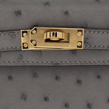 Hermès Kelly II Sellier Mini Gris Meyer Ostrich Gold Hardware