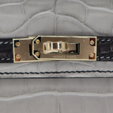 Hermès Kelly II Sellier Mini HSS Gris Perle/Black Matte Alligator Permabrass Hardware