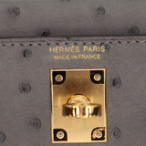 Hermès Kelly II Sellier Mini Gris Meyer Ostrich Gold Hardware