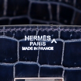 Hermès 30cm Birkin Bleu Marine Shiny Porosus Crocodile Palladium Hardware