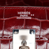 Hermès 30cm Birkin Bordeaux Shiny Niloticus Crocodile Palladium Hardware