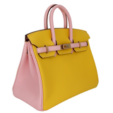 Hermès 25cm Birkin HSS Jaune de Naples/Mauve Swift Leather Permabrass Hardware