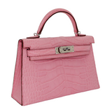 Hermès Mini Kelly II Bubblegum Matte Alligator Palladium Hardware