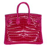 Hermès 25cm Birkin Rose Scheherazade Shiny Niloticus Crocodile Palladium Hardware