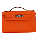 Hermès Kelly Pochette HSS Orange/Gris Perle Swift Leather Palladium Hardware