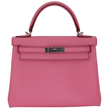 Hermès 28cm Kelly Retourne Bubblegum Epsom Palladium Hardware