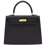 Hermès 25cm Kelly Sellier HSS Black/Gold Epsom Leather Brushed Gold Hardware