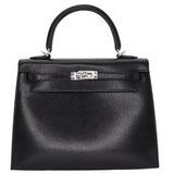 Hermès 25cm Kelly Sellier Black Chèvre Leather Palladium Hardware