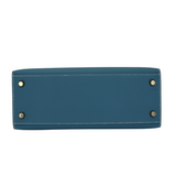 Hermès 25cm Kelly Sellier Bleu Jean Epsom Leather Gold Hardware