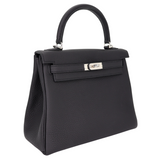 Hermès 25cm Kelly Retourne Black Togo Leather Palladium Hardware