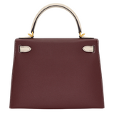 Hermès 28cm Kelly HSS Sellier Bordeaux/Craie Epsom Leather Brushed Gold Hardware