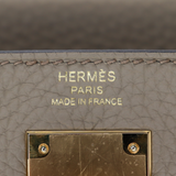 Hermès 28cm Kelly Retourne Beige Marfa Clemence Leather Gold Hardware