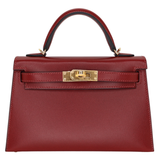 Hermès Kelly II Sellier Mini Rouge H Box Calf Leather Gold Hardware