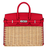 Hermès 25cm Birkin Picnic Framboise Swift Leather/Osier Wicker Palladium Hardware