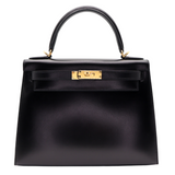 Hermès 28cm Kelly Sellier Black Box Calf Leather Gold Hardware