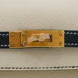 Herm�s 25cm Kelly Sellier HSS Black/Nata Epsom Leather Brushed Gold Hardware
