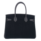 Herm�s 30cm Birkin Black C√¥te √† C√¥te Tuffetage Caban Swift Leather Palladium Hardware
