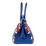 Herm�s 30cm Birkin Customized Union Jack Swarovski Crystal Palladium Hardware