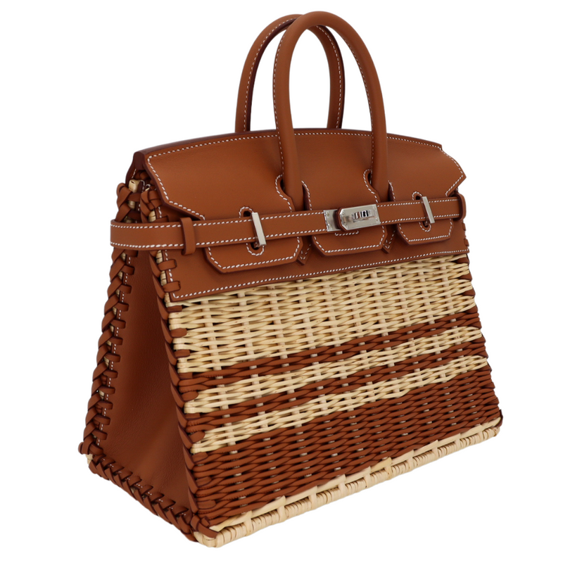 Hermès 25cm Birkin Picnic Striped Gold Swift Palladium Hardware