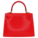 Hermès 25cm Kelly Sellier Rouge De Coeur Chèvre Leather Gold Hardware