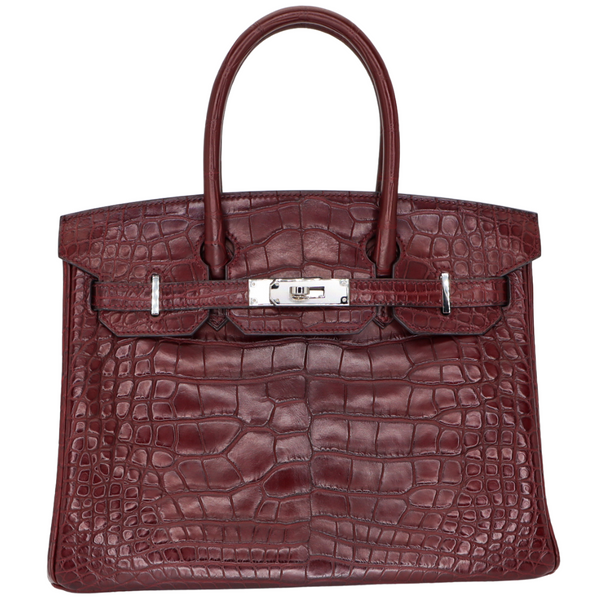 Hermès 30cm Birkin Bordeaux Matte Alligator Palladium Hardware