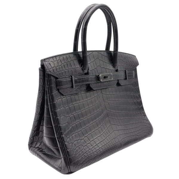 Hermès 30cm Birkin So Black Matte Niloticus Crocodile PVD Hardware