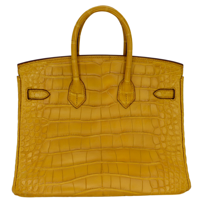 Hermès 25cm Birkin Ambre Matte Alligator Gold Hardware