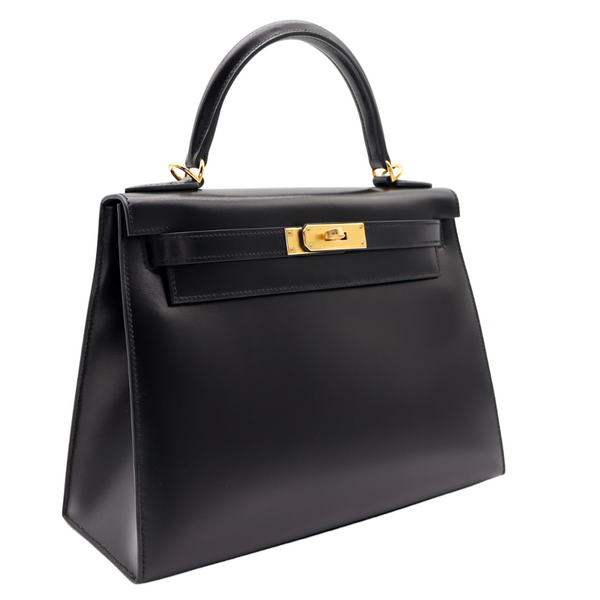 Hermès 28cm Kelly Sellier Black Box Calf Leather Gold Hardware