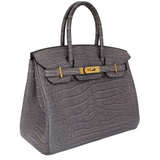 Hermès 30cm Birkin Gris de Paris Matte Alligator Gold Hardware