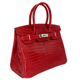 Hermès 30cm Birkin Braise Shiny Porosus Crocodile Palladium Hardware
