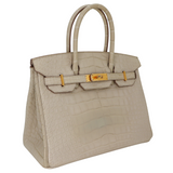 Hermès 30cm Birkin Beton Matte Alligator Gold Hardware