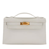 Hermès Kelly Pochette Blanc (White) Swift Leather Gold Hardware