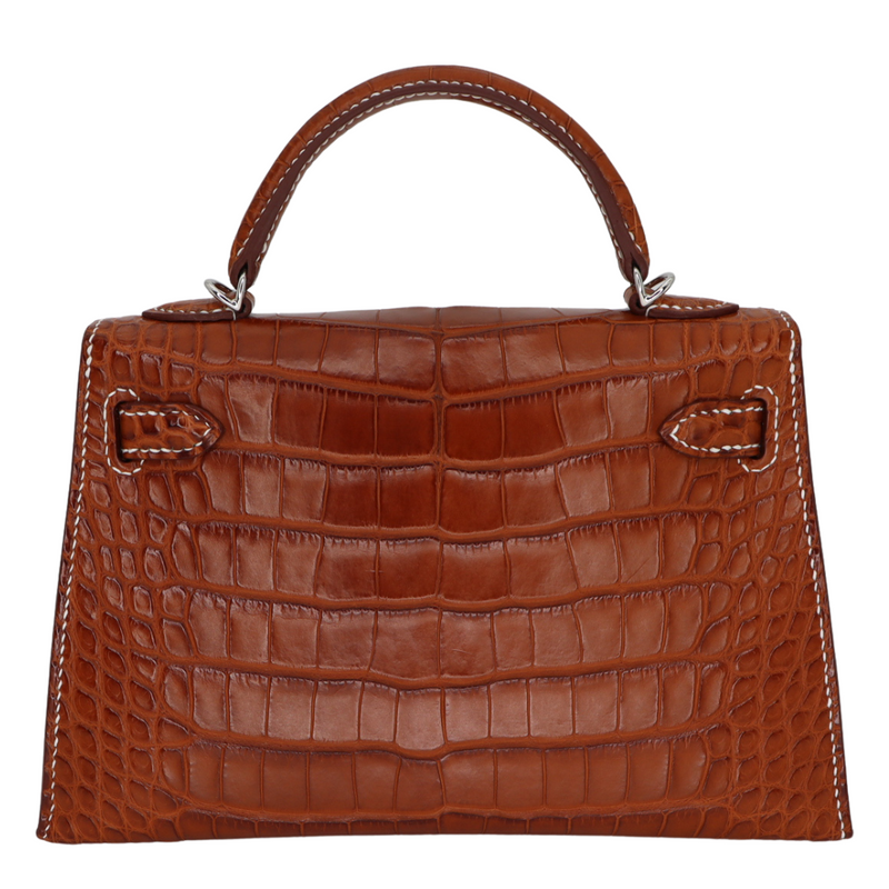 Hermès Kelly II Sellier Mini Barenia Matte Alligator Palladium Hardware