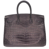 Hermès 35cm Birkin Black Matte Niloticus Crocodile Palladium Hardware