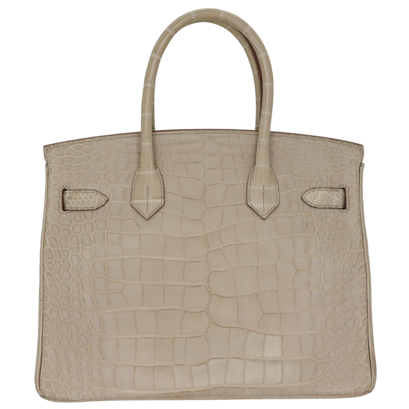 Hermès 30cm Birkin Beton Matte Alligator Gold Hardware
