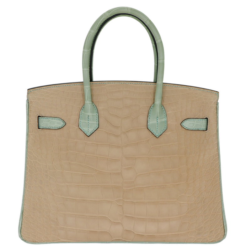 Hermès 30cm Birkin Trench/Vert D’Eau Matte Alligator Palladium Hardware