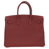 Hermès 35cm Birkin Rouge H Togo Leather Palladium Hardware