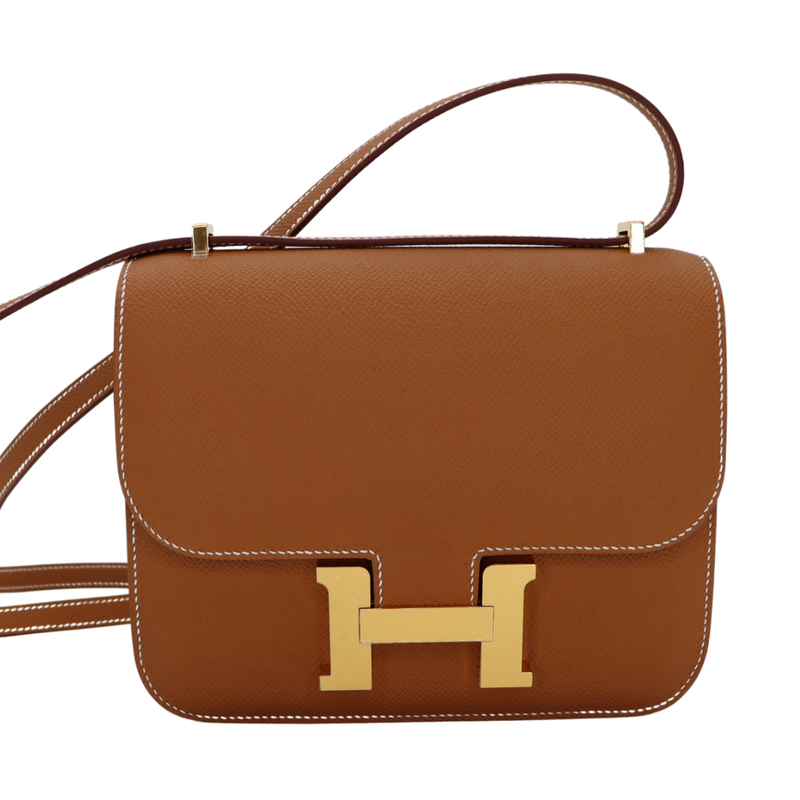 Hermès 18cm Constance Gold Epsom Leather Gold Hardware