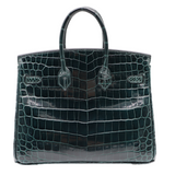 Hermès 25cm Birkin Vert Cypress Shiny Niloticus Crocodile Gold Hardware