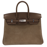 Hermès 25cm Birkin Grizzly Etoupe/Gris Caillou Palladium Hardware