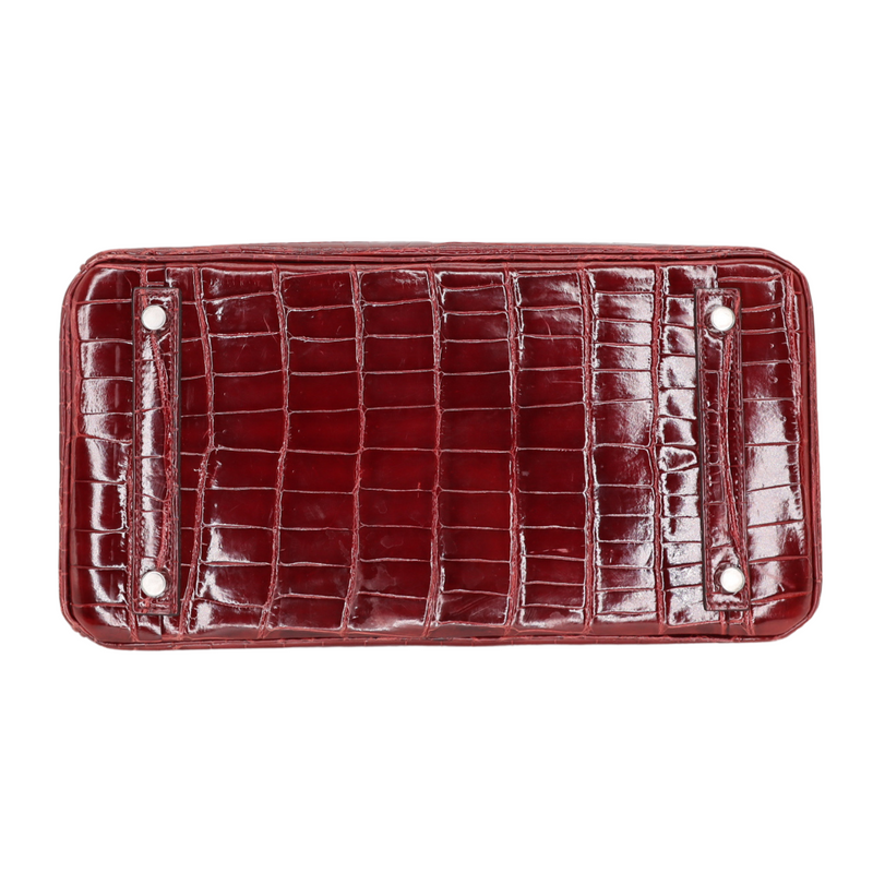 Hermès 30cm Birkin Bordeaux Shiny Niloticus Crocodile Palladium Hardware