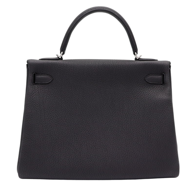 Hermès 32cm Kelly Retourne Black Togo Palladium Hardware