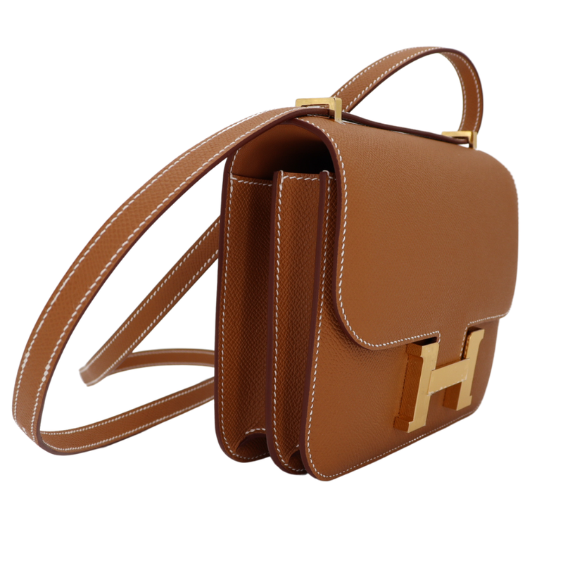 Hermès 18cm Constance Gold Epsom Leather Gold Hardware