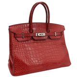 Hermès 35cm Birkin Rouge H Matte Alligator Palladium Hardware