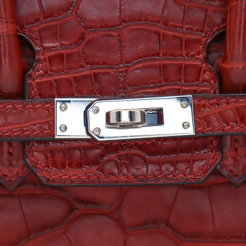 Hermès 25cm Birkin Bordeaux Matte Alligator Palladium Hardware